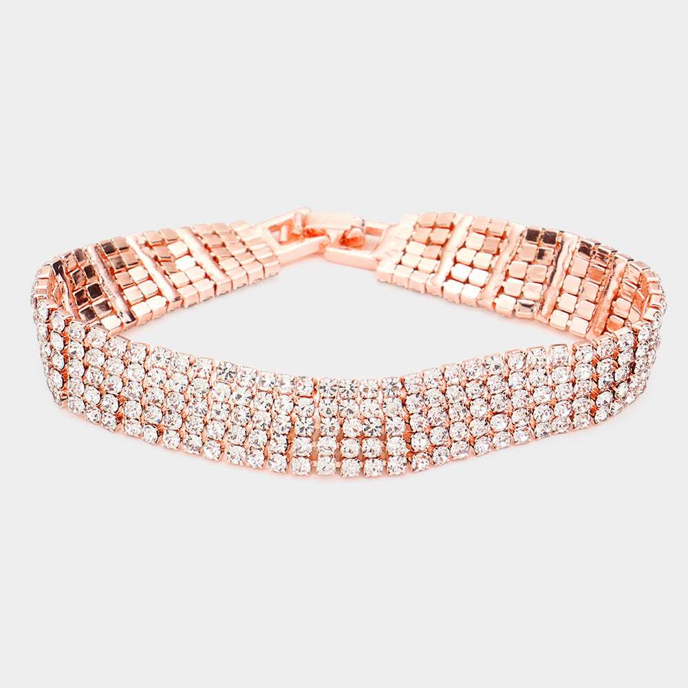 5Rows Rhinestone Evening Bracelet - Madeline Love - Flyclothing LLC