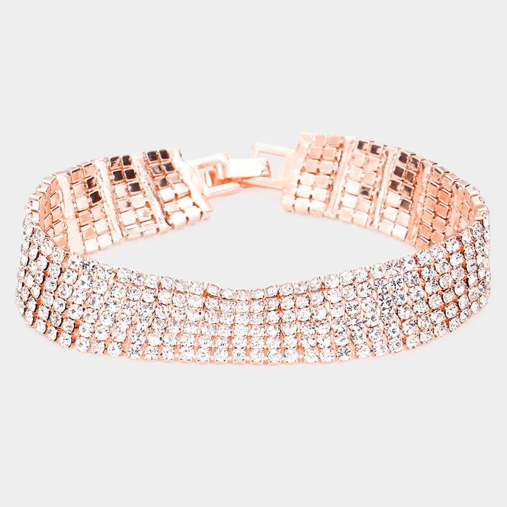 6Rows Rhinestone Evening Bracelet - Madeline Love - Flyclothing LLC