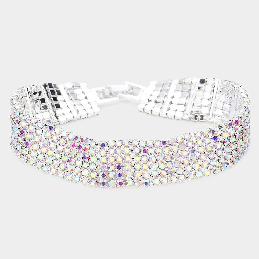 6Rows Rhinestone Evening Bracelet - Madeline Love - Flyclothing LLC