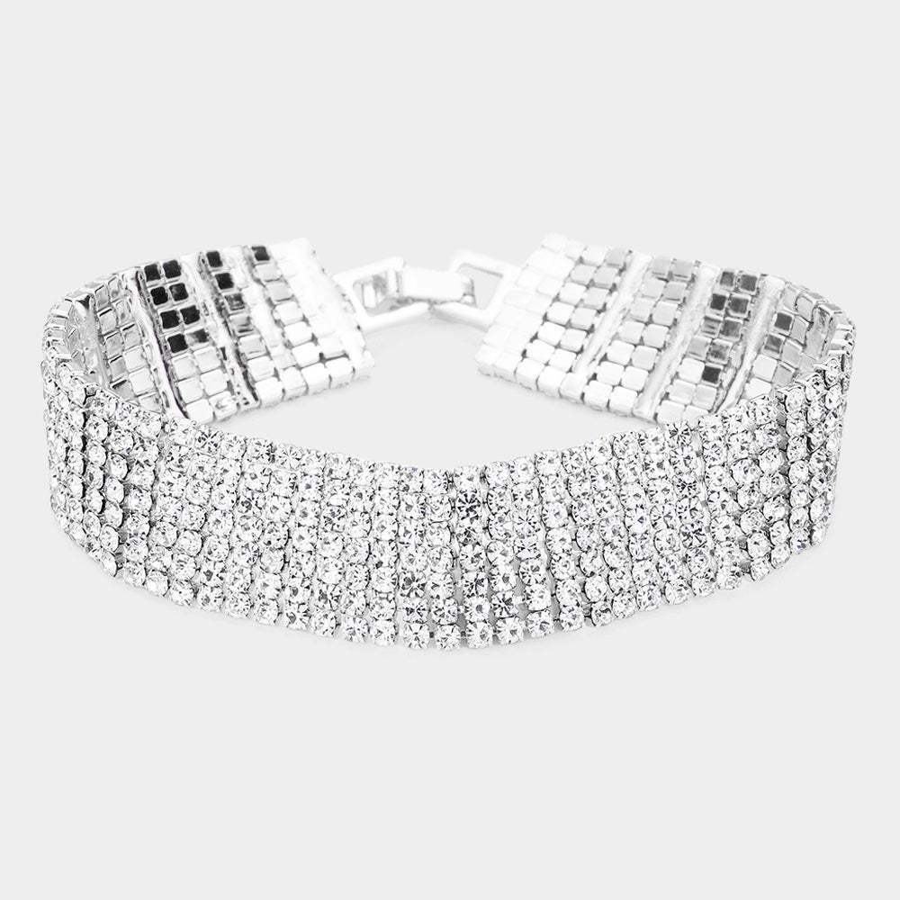7Rows Rhinestone Evening Bracelet - Madeline Love - Flyclothing LLC