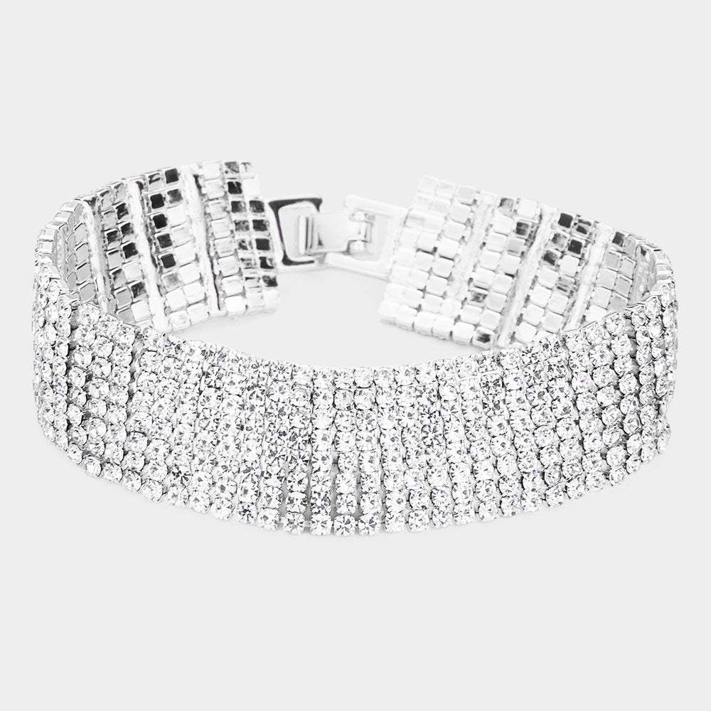 8Rows Rhinestone Evening Bracelet - Madeline Love - Flyclothing LLC