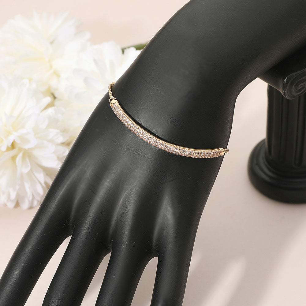 CZ Stone Pave Bar Accent Adjustable Evening Bracelet - Madeline Love - Flyclothing LLC