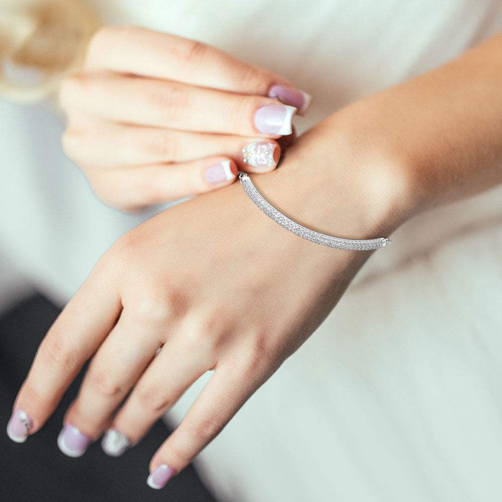 CZ Stone Pave Bar Accent Adjustable Evening Bracelet - Madeline Love - Flyclothing LLC