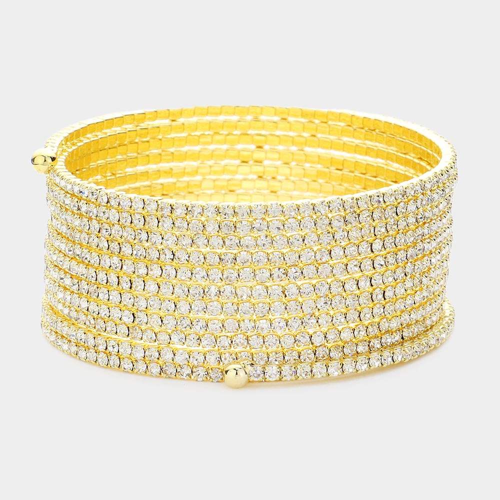 12Rows Rhinestone Coil Evening Bracelet - Madeline Love - Flyclothing LLC
