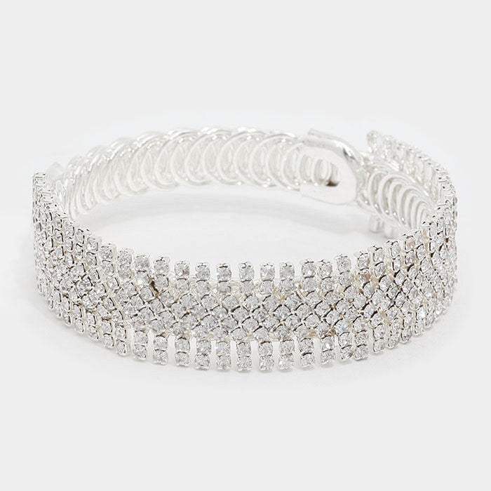 Crystal Rhinestone Adjustable Evening Bracelet - Madeline Love - Flyclothing LLC