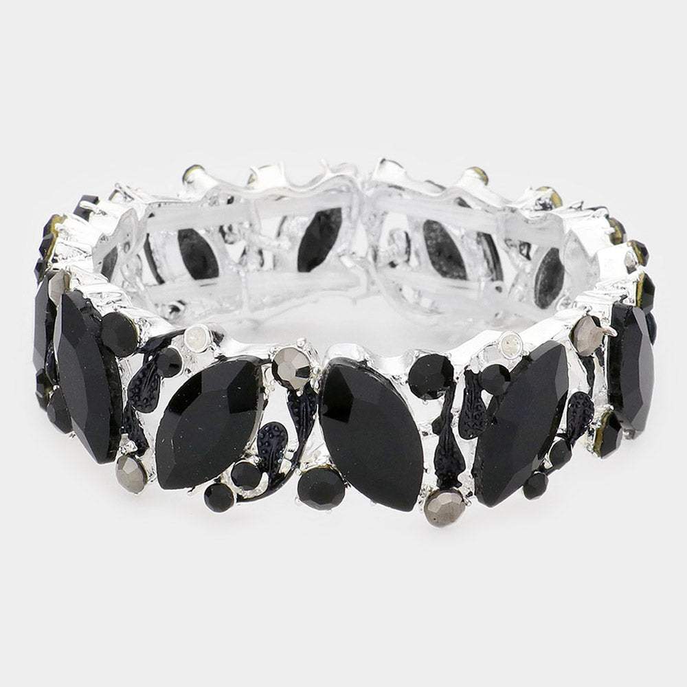 Marquise Stone Cluster Stretch Evening Bracelet - Madeline Love - Flyclothing LLC