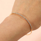 One Row Rhinestone Paved Bar Accent Adjustable Bangle Evening Bracelet - Madeline Love - Flyclothing LLC