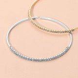 One Row Rhinestone Paved Bar Accent Adjustable Bangle Evening Bracelet - Madeline Love - Flyclothing LLC