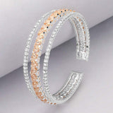 Square Cut CZ Stone Accented Split Evening Bracelet - Madeline Love - Flyclothing LLC