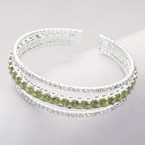 Square Cut CZ Stone Accented Split Evening Bracelet - Madeline Love - Flyclothing LLC