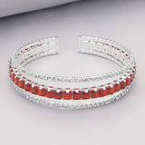 Square Cut CZ Stone Accented Split Evening Bracelet - Madeline Love - Flyclothing LLC