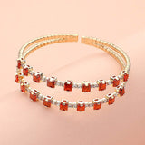 Square CZ Stone Cluster Accented Split Adjustable Evening Bracelet - Madeline Love - Flyclothing LLC