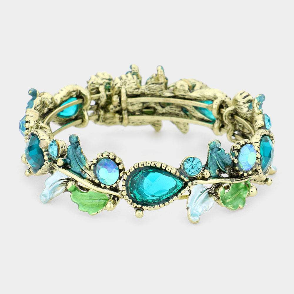 Glass Crystal and Metal Vine Open Adjustable Bracelet - Madeline Love - Flyclothing LLC
