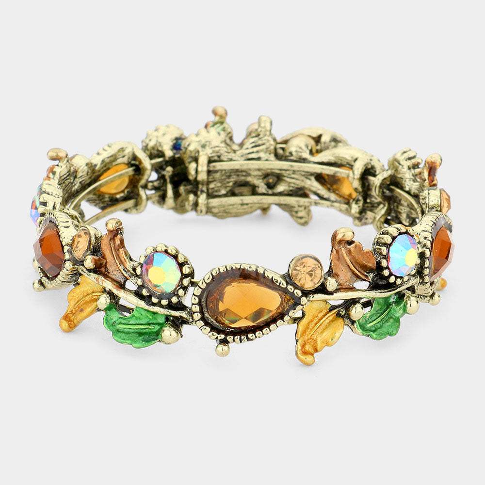 Glass Crystal and Metal Vine Open Adjustable Bracelet - Madeline Love - Flyclothing LLC