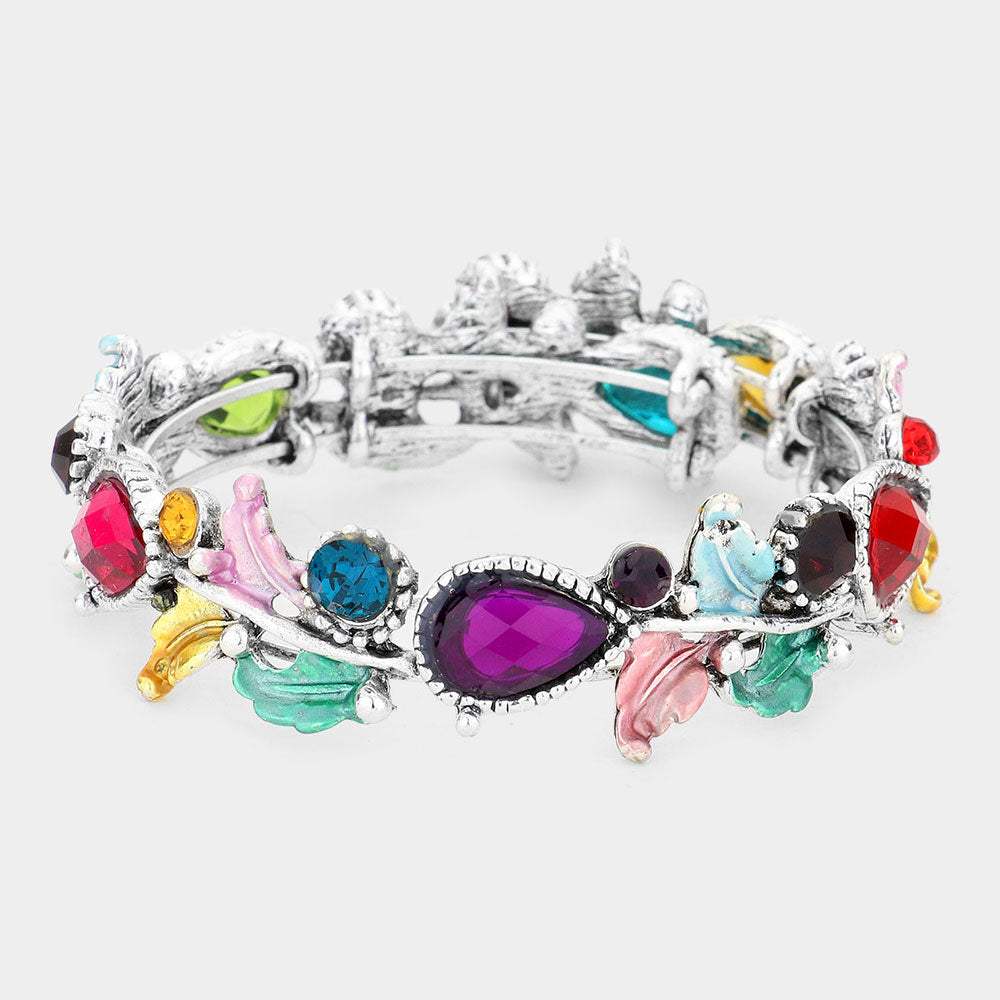 Glass Crystal and Metal Vine Open Adjustable Bracelet - Madeline Love - Flyclothing LLC