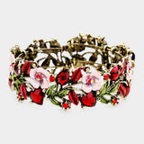 Glass Crystal Metal Flower Leaf Evening Bracelet - Madeline Love - Flyclothing LLC