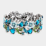 Glass Crystal Metal Flower Leaf Evening Bracelet - Madeline Love - Flyclothing LLC
