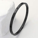 Stainless Steel CZ Stone Embellished Bangle Bracelet - Madeline Love - Flyclothing LLC