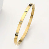 Stainless Steel CZ Stone Embellished Bangle Bracelet - Madeline Love - Flyclothing LLC