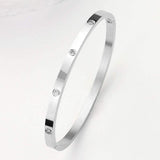 Stainless Steel CZ Stone Embellished Bangle Bracelet - Madeline Love - Flyclothing LLC