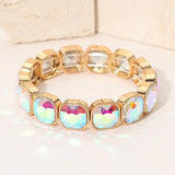 Square Cut Gem Beaded Stretch Evening Bracelet - Madeline Love - Flyclothing LLC