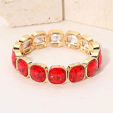 Square Cut Gem Beaded Stretch Evening Bracelet - Madeline Love - Flyclothing LLC
