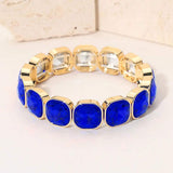 Square Cut Gem Beaded Stretch Evening Bracelet - Madeline Love - Flyclothing LLC