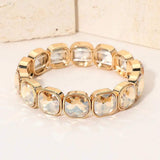 Square Cut Gem Beaded Stretch Evening Bracelet - Madeline Love - Flyclothing LLC