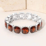 Square Cut Gem Beaded Stretch Evening Bracelet - Madeline Love - Flyclothing LLC