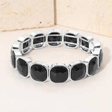 Square Cut Gem Beaded Stretch Evening Bracelet - Madeline Love - Flyclothing LLC