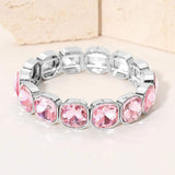 Square Cut Gem Beaded Stretch Evening Bracelet - Madeline Love - Flyclothing LLC