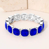 Square Cut Gem Beaded Stretch Evening Bracelet - Madeline Love - Flyclothing LLC