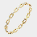 Rhinestone Embellished Open Rectangle Link Stainless Steel Bangle Evening Bracelet - Madeline Love - Flyclothing LLC