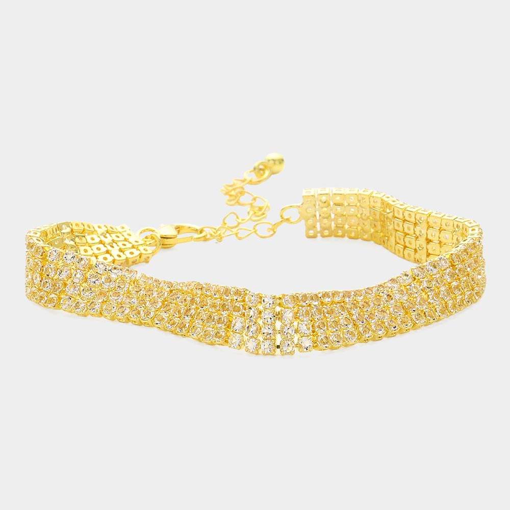 4 Row CZ Stone Embellished Tennis Evening Bracelet - Madeline Love - Flyclothing LLC
