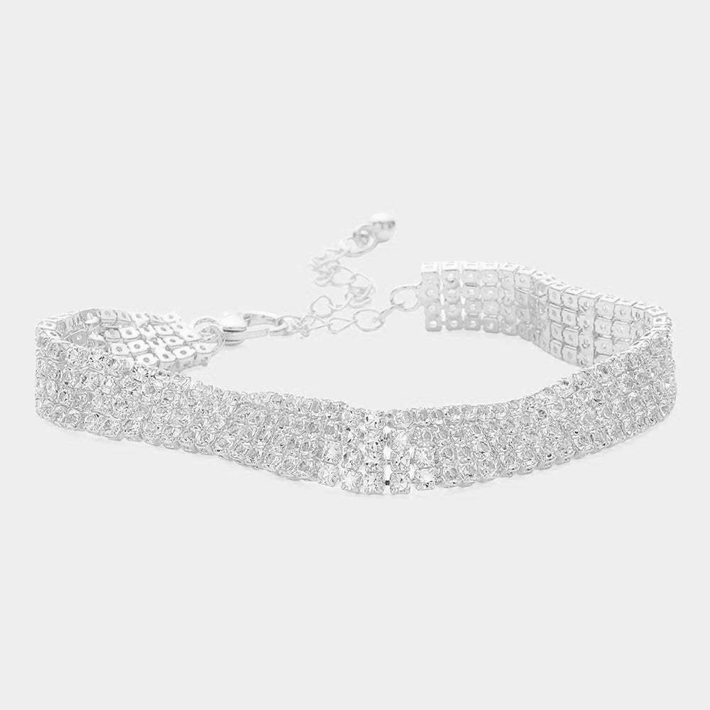 4 Row CZ Stone Embellished Tennis Evening Bracelet - Madeline Love - Flyclothing LLC
