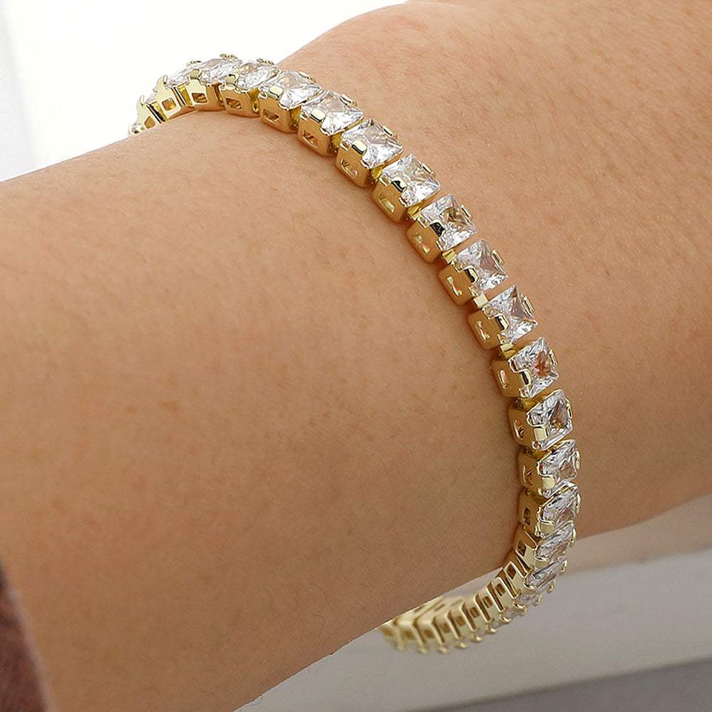 Square CZ Stone Tennis Chain Evening Bracelet - Madeline Love - Flyclothing LLC
