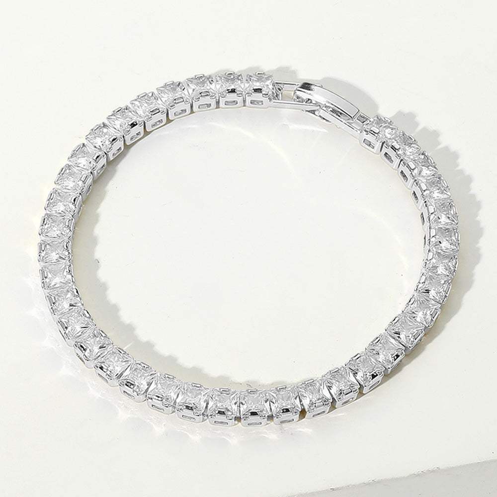 Square CZ Stone Tennis Chain Evening Bracelet - Madeline Love - Flyclothing LLC