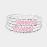 CZ Marquise Stone Accented Rhinestone Paved Adjustable Evening Bracelet - Madeline Love - Flyclothing LLC