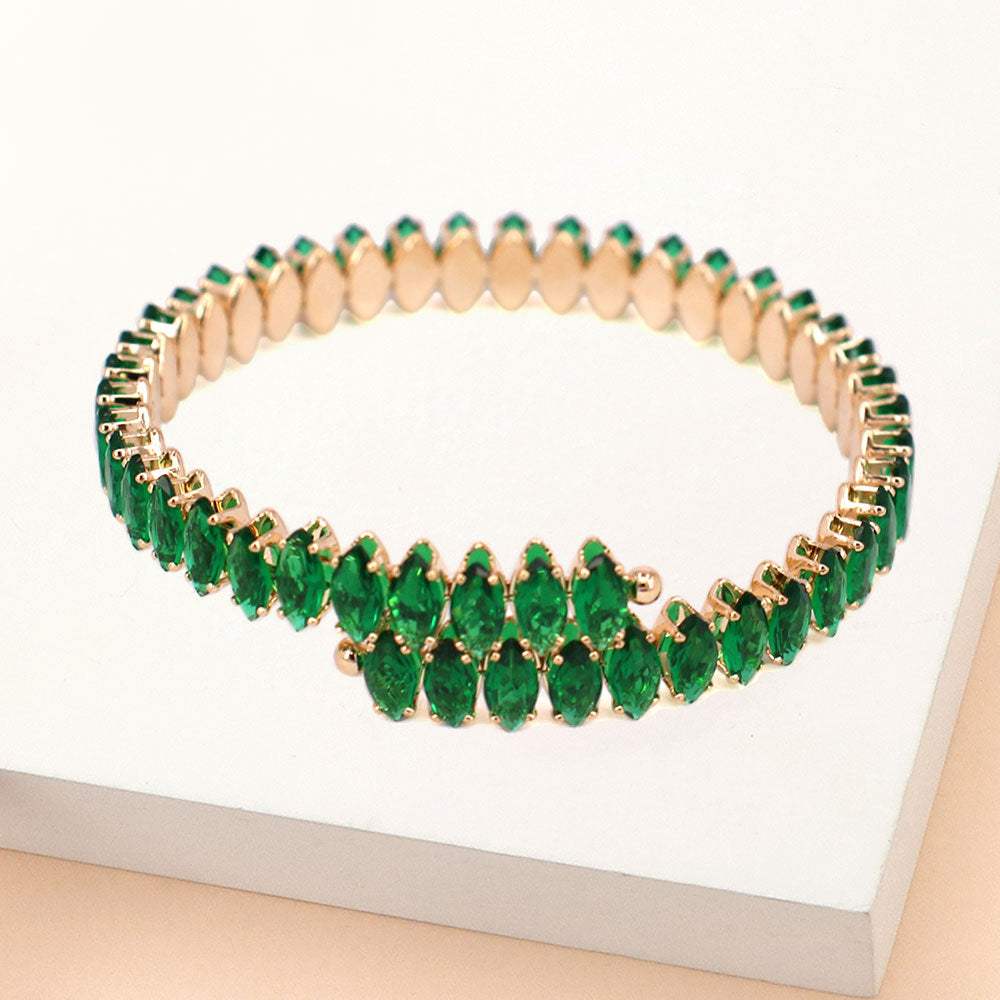 Marquise Stone Cluster Evening Bracelet - Madeline Love - Flyclothing LLC