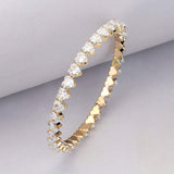 Heart CZ Stone Cluster Embellished Adjustable Evening Bracelet - Madeline Love - Flyclothing LLC