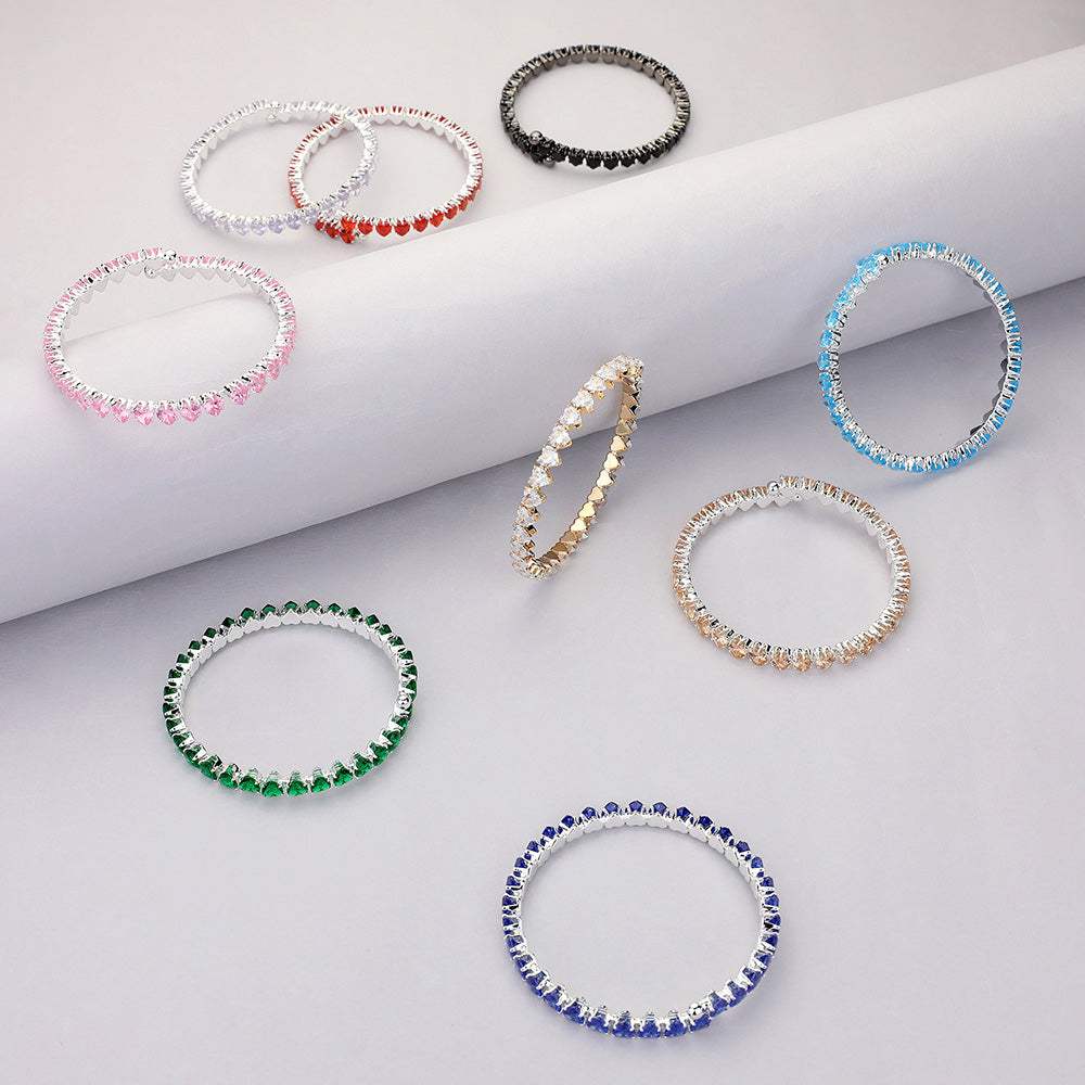 Heart CZ Stone Cluster Embellished Adjustable Evening Bracelet - Madeline Love - Flyclothing LLC