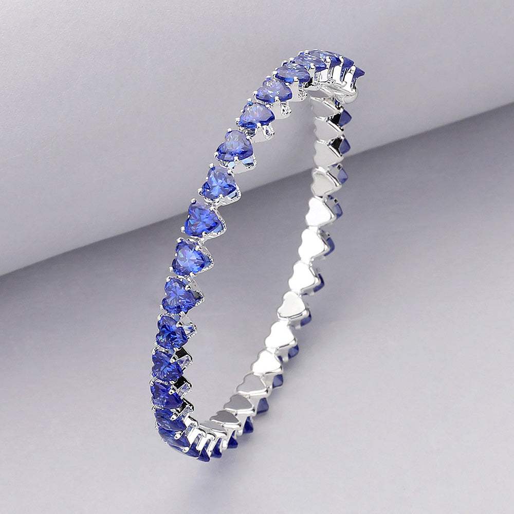 Heart CZ Stone Cluster Embellished Adjustable Evening Bracelet - Madeline Love - Flyclothing LLC