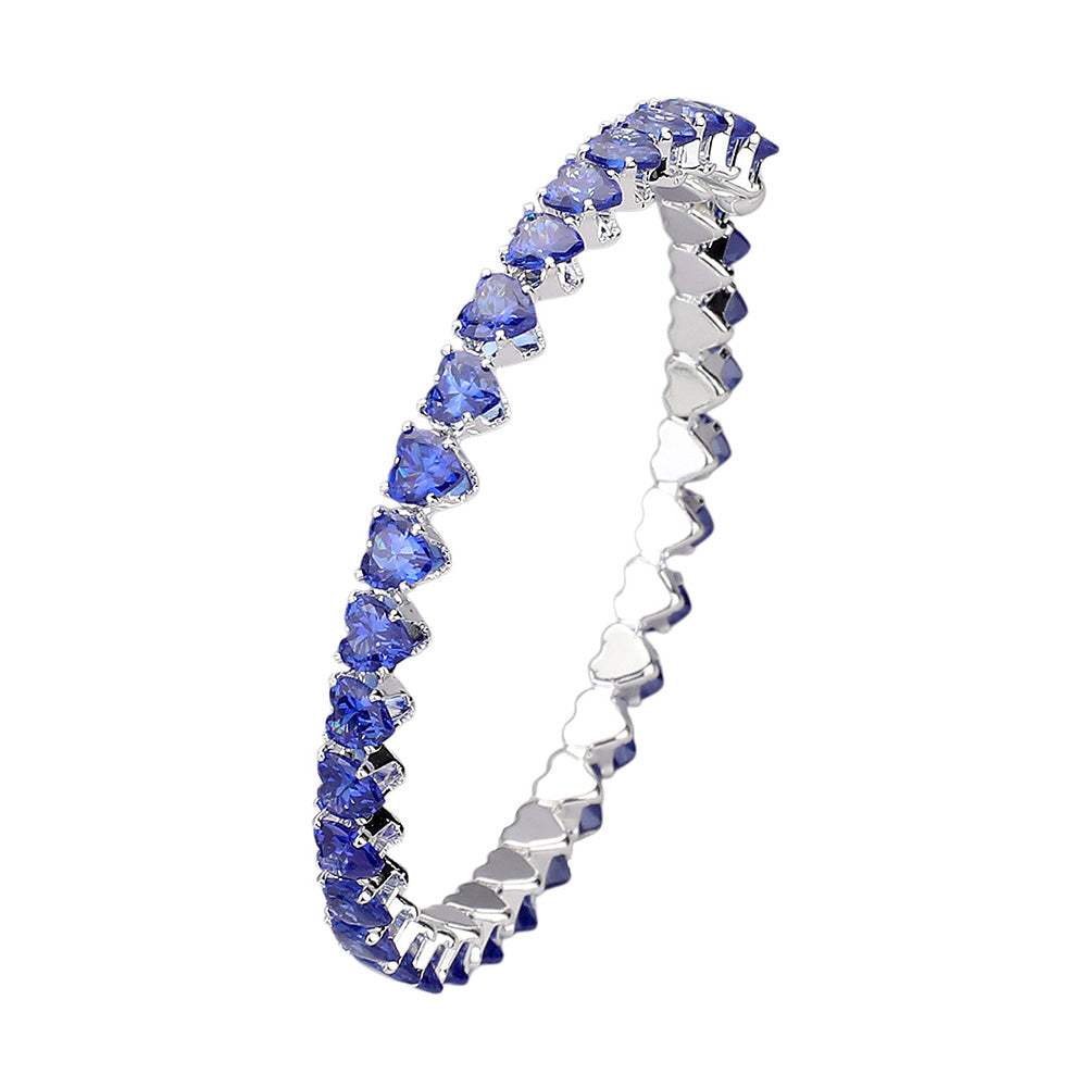 Heart CZ Stone Cluster Embellished Adjustable Evening Bracelet - Madeline Love - Flyclothing LLC