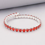 Heart CZ Stone Cluster Embellished Adjustable Evening Bracelet - Madeline Love - Flyclothing LLC