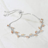 Marquise CZ Stone Cluster Pointed Leaf Vine Adjustable Cinch Pull Tie Bracelet - Madeline Love - Flyclothing LLC