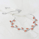Marquise CZ Stone Cluster Pointed Leaf Vine Adjustable Cinch Pull Tie Bracelet - Madeline Love - Flyclothing LLC