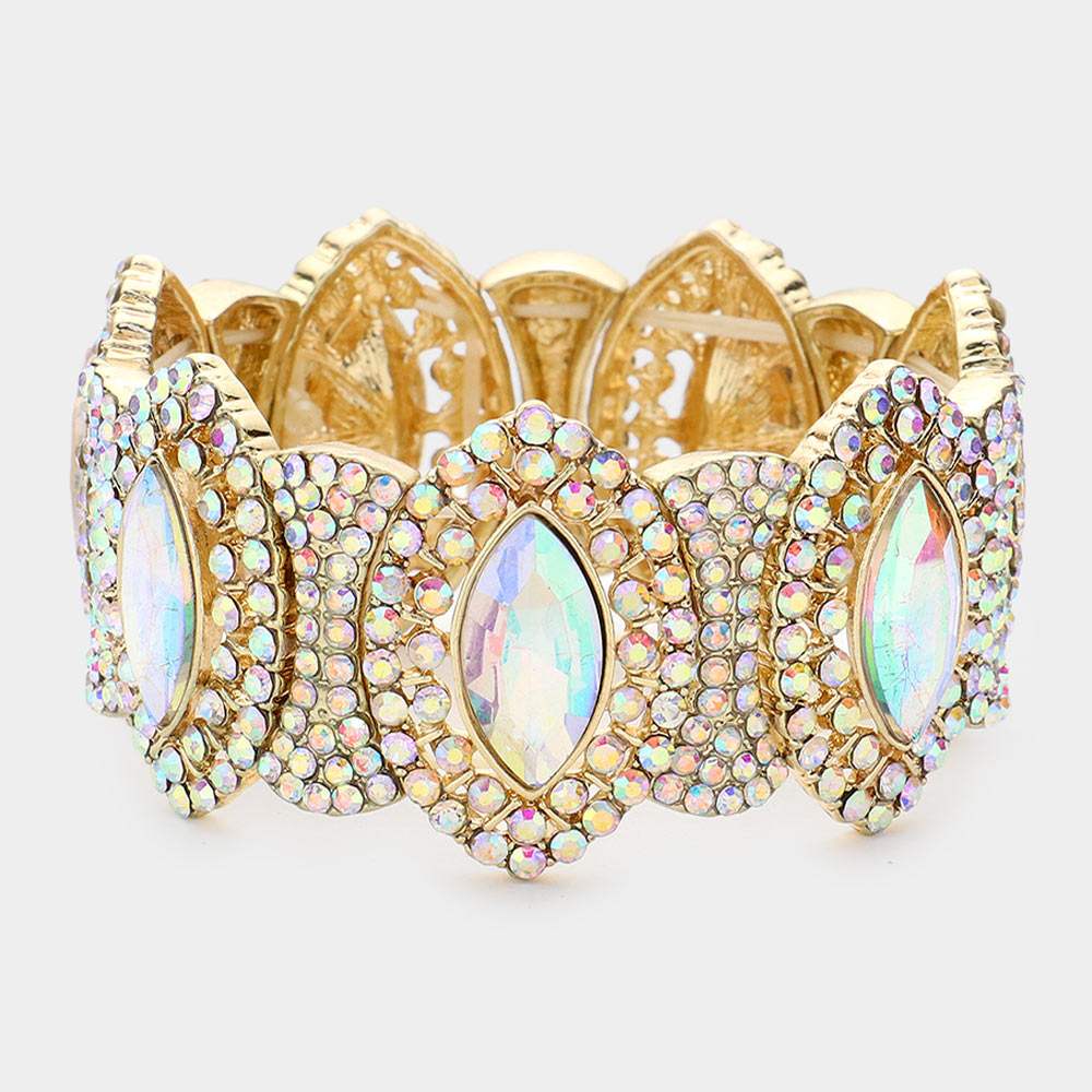 Crystal Rhinestone Stretch Evening Bracelet - Madeline Love - Flyclothing LLC