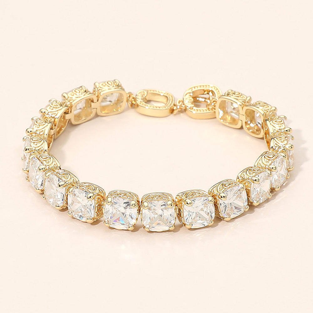 Square CZ Link Tennis Toggle Bracelet - Madeline Love - Flyclothing LLC
