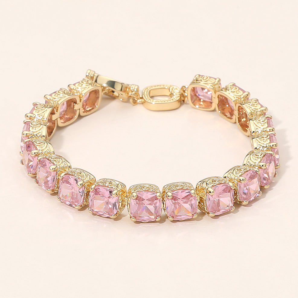 Square CZ Link Tennis Toggle Bracelet - Madeline Love - Flyclothing LLC