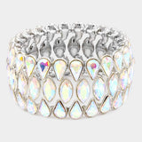 Teardrop Marquise Stone Cluster Stretch Evening Bracelet - Madeline Love - Flyclothing LLC